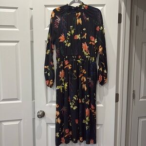 A New Day Floral Print Smocked Long Sleeve Dress